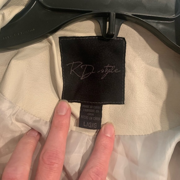 RD Style Faux Leather Cream Jacket - Picture 2 of 4